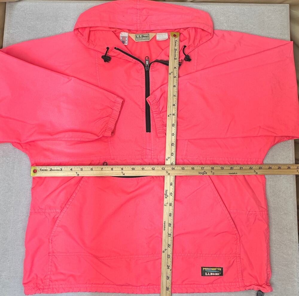 VTG 90s L.L. Bean Neon Hot Pink Packable Mountain Classic Anorak Jacket L